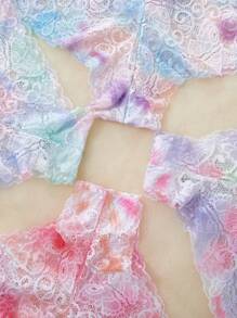 4 Pcs Sexy Lace Tie Dye Color Women's Underwear, Hipster Triangle Panties