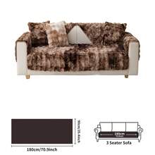 1 Vỏ bọc ghế sofa lông thỏ giả, Tấm bảo vệ ghế sofa chống trượt thân thiện với vật nuôi mùa đông, Trang trí nội thất cho phòng ngủ, phòng khách và nội thất văn phòng - cà phê đen - Xem 8