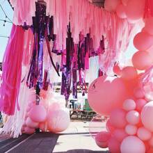 Set de 3 rollos de serpentina de papel arrugado rosa, decoración de fiesta