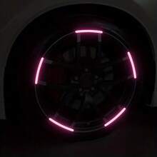 20pcs Car Tires, Wheel Hubs, Reflective Stickers, Colored Glowing, Colored Pink Stickers, Car Decorations - Pink - View 8