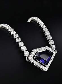 MOONSO 1pc Fashionable Zirconia Inlaid Pendant Necklace, Suitable For Women's Everyday Wear And Party, Gift