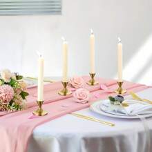 2pcs Gold Conical Candle Holders, Suitable For Tabletop Decor, Wedding Ceremony, Home Decoration, Christmas Decor, Room Decoration, Gifts