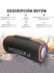 MOREKA Altavoz Bluetooth inalámbrico portátil 5.3, TWS de alta calidad, batería de 20 W de duración ultralarga, adecuado para vídeo doméstico, audio y vídeo, formación de equipos, reuniones y fiestas al aire libre