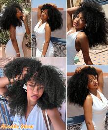 16 Inch Curly Wigs For Women Afro Kinky Curly Hair Wig About 280g/Piece Afro Synthetic Full Wigs Soft And Fluffy Like A Bomb Afro Kinky Curly Hair - màu đen - Xem 5
