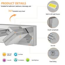Modern Chrome LED Vanity Light, 5-Lights Wall Sconce For Bathroom And Mirror, Sleek Minimalist Design, Energy-Efficient, Easy To Install - 銀色 - 查看 6