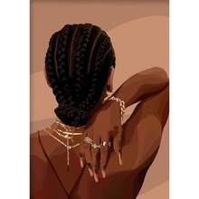 1pc Unframed/Framed Wall Art Poster, Popular Modern Canvas Poster Art Print, Wall Art, Braided Hair, African American Bedroom Home Decor - Multicolor - View 30