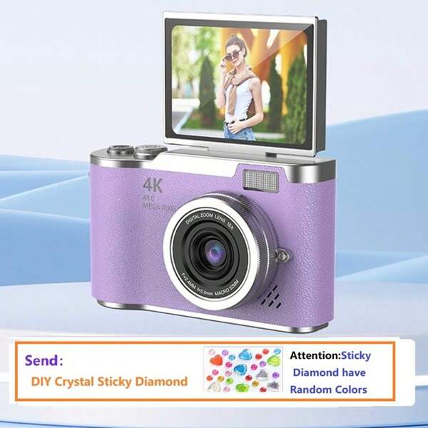 Digital Camera 18X Zoom 2.4-Inch Hd Rotable Screen Video Creative Compact Digital Cameras For Students Use CCD Camera Free DIY Crystal Stickers