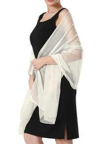 1pc Fashionable And Elegant Blue Shiny Evening Party Dress With Removable Shoulder Cape, Suitable For Ladies For Daily Vacation And Evening Party Matching, 200*68cm/78*26.5in Fall Clothes For Women