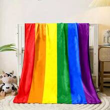 Contemporary Style LGBT Pride Flag Throw Blanket - Reversible, All-Season Flannel With Digital Print, Polyester, Cartoon Theme, Ideal For Couch And Bed Decor, Couch Cover |   Contemporary Style |   Soft Texture, LGBT - trắng - Xem 6