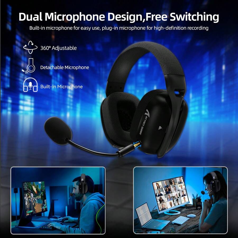 ATTACK SHARK L80PRO Wireless Gaming Headset Lightseed Tech- Built-In&Detachable Dual Microphone-Lightweight Headphone With Tri-Mode(2.4GHz USB C&A Dongle/BT/Wired)- - Nhiều màu - Xem 1