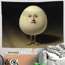 1pc Abstract Egg Person Printed Tapestry, Wall Decor, Ins Style, Polyester Tapestry, Living Room Bedroom Office Wall Decoration, College Dorm, Home Decor Party, Rectangular Hanging Kitchen Wall Decor With Drape, Comes With 3 Wall Nails And 2 Clips