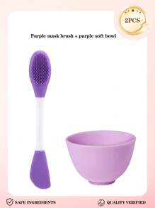 16pcs 2-In-1 Double-Sided Cleansing Brush Tool, Includes Dual-Head Manual Cleaning Brush & Face Mask Mixing Bowl Set, Reusable Cleaning Kit For Daily Skin Care Face Cleansing And Mask Preparation. Silicone Face Mask Brush And Mixing Bowl, Skin-Friendly, Soft And Flexible, No Odor Or Deformation. Lightweight And Portable, Suitable For Home And Travel Use.