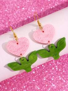 1 Stück Modische & Kreative Sommer Niedlich Frisch Herz, Blatt, Tulpe Hängende Ohrringe, Minimalistischer Vielseitig Damen Sommer Schmuckzubehör