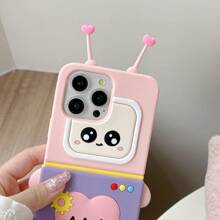 1pc Cartoon Heart Robot Case, Shock-Proof Soft Silicone Protective Cover Compatible With Iphone 13/14 Pro Max, 11/12, Cute Compatible With Apple IPhone 15 / P50 Pro, P60, P70, Mate 60, Mate 70 Pro
