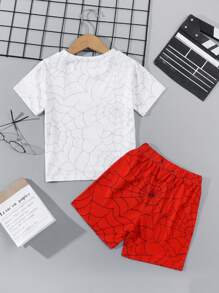 Ensemble short à manches courtes imprimé de bandes dessinées pour garçons, tenue décontractée, cadeau