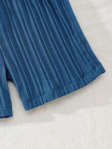 Boy's Fashion Short Sleeve Shirt & Shorts 2pc Set - Royal Blue - View 4