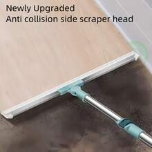 2pcs Household Silicone Floor Scraper With Long Handle, Magic Broom, And Cleaning Squeegee. Used For Removing Water, Stains, Hair From Floors, Windows, Glass, Bathrooms, Walls. A Cleaning Tool, Cleaning Supplies, And Dormitory Essentials