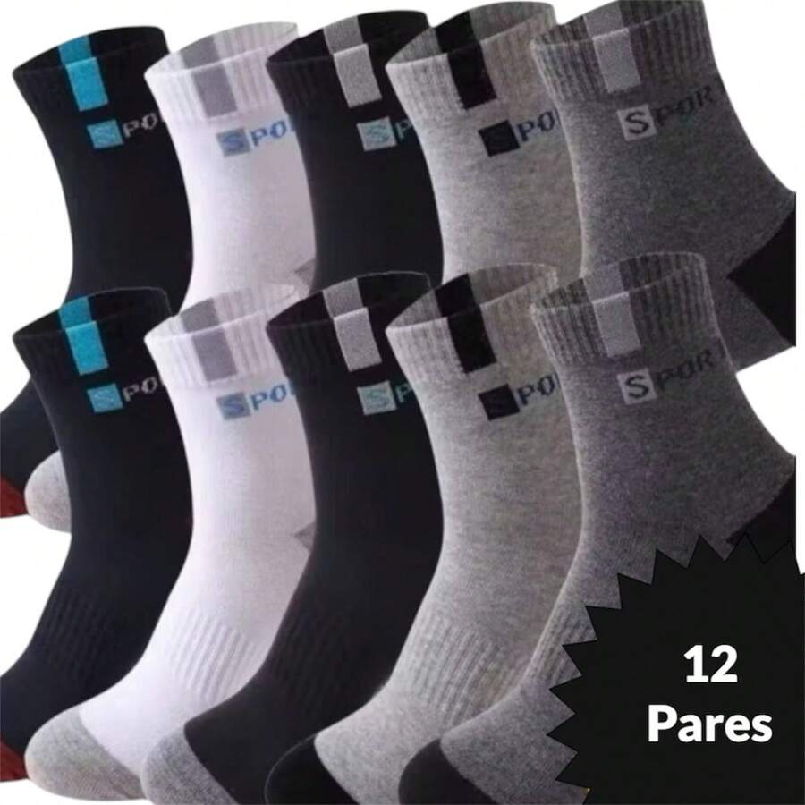 Kit With 12 Pairs Of Sport Socks High Long Boot For Men Unisex Gym Sport - 各種各樣的 - 查看 1