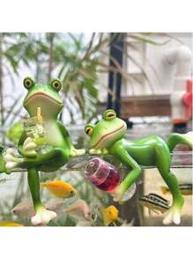 Estatua en miniatura de rana para decoración de macetas, accesorios lindos para macetas, estatua de rana de resina para decoración de jardín de hadas, decoraciones de plantas estéticas para amantes de patios, acuarios, televisores, decoraciones de césped, entusiastas de la decoración del hogar, decoración de Halloween y decoración navideña