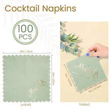 100 pièces Serviettes de cocktail, 2 épaisseurs 5 X 5 pouces serviettes jetables festonnées, serviettes à dessert épaisses et de qualité supérieure pour fête, mariage, dîner, anniversaire, festival (Vert sauge)