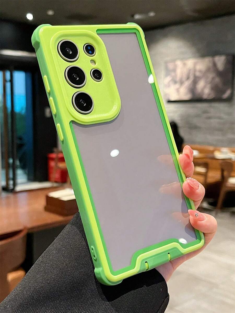 4-in-1 schockfeste Armor Candy Color Kontrast Rand Klarsicht Handyhülle kompatibel mit Samsung Galaxy S25 S24 Plus Ultra, Luxus Kameraobjektiv Schutz Stoßschutzabdeckung