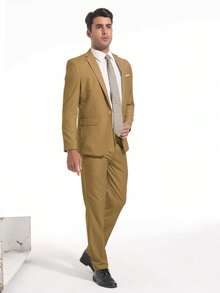 I FineLong 两件套男士商务西装套装，夹克和裤子，带口袋，未开封