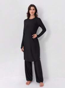 Maillots de bain musulmans pour femmes 2 pièces Burkini couvrant entièrement le corps Rash Guard Maillot de bain islamique Tenue de bain sport Vêtements de plage longs