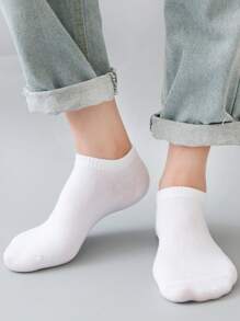40 Pairs Men's Thin Solid Color Low Cut Cotton Socks, Black/White/Gray, Spring Autumn New Business Work Non-Slip Ankle Socks
