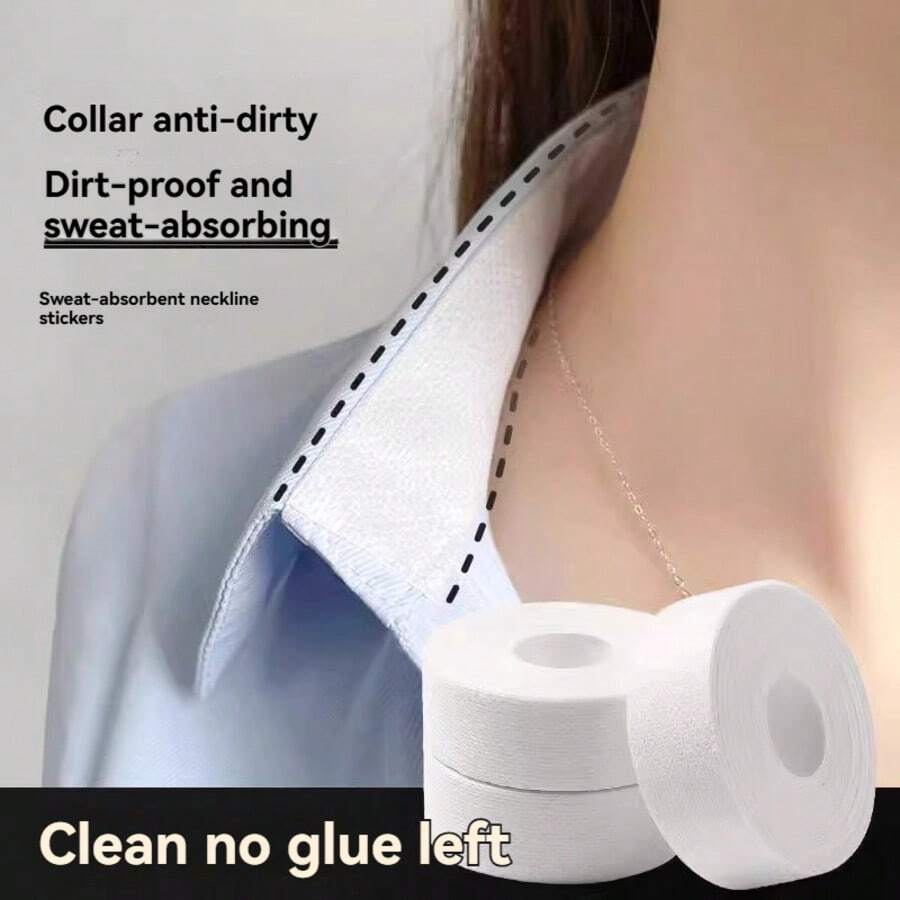 6 piezas, 1 rollo/8M de cinta adhesiva blanca antitranspirante, pegatina antiensuciamiento para cuello, protector de cuello antitranspirante, pegatina de absorción de sudor para interior de cuello y puños de camisas de hombre y mujer, pegatina de aislamiento de sudor desechable e invisible para mantener el cuello de la camisa y el sombrero limpios y secos, cuidado corporal para viajes, deportes, exteriores, pegatinas de verano, corazón de San Valentín para niños, San Valentín para mujeres - Unitalla - Ver 1