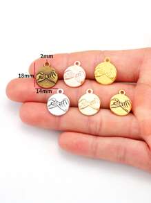 10 pièces/set Accessoires de bijouterie DIY Boucle ronde en alliage de zinc, pendentif mini rétro en alliage