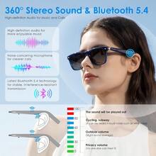 Smart Bluetooth Sunglasses – AI Translator, Polarized UV Lenses, 11H Battery, Voice Control, Mic & Speakers, For Men And Women - Blue Frame+Gradient Lens - View 5