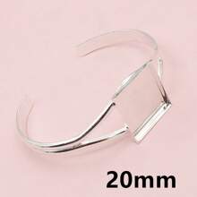 1 pièce Monture de bracelet manchette adaptée pour cabochons carrés de 20 mm et 25 mm, base de réglage couleur argent, accessoires de fabrication de bijoux DIY