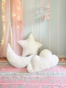 1 PIEZA Almohada con diseño de luna, estrellas y nubes, almohada para niños, superficie delicada y suave, almohada decorativa para el piso, cojín para la cintura, decoración perfecta para el hogar