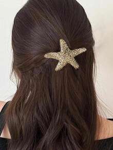 1 Pcs Stylish Starfish Torsion Clip Geometric Sidepiece Retro Metal Hair Clip - Gold - View 2