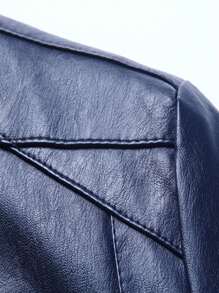 Męska kurtka pilotka ze skóry PU, swobodna kurtka z długim rękawem, zapinana na zamek, kołnierzem bejsbolowym i kieszeniami, polar