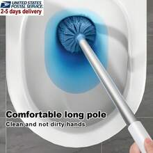 1 套 - 优质壁挂式马桶刷套装 - 耐用长柄，柔韧刷毛，清洁彻底，节省空间的设计，带支架 - 完整的浴室清洁解决方案，适合狭小空间