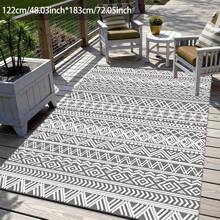 Outdoor Rug,Patio Rug,Reversible Portable Outdoor Plastic Straw Rug,Camping Rugs For Outside RV,Large Waterproof Area Rugs For Patio,Deck,Picnic,Porch,Balcony(6'x 9',White&Gray)