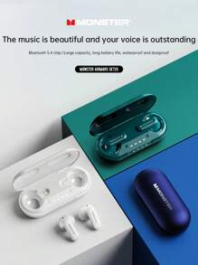 Monster Écouteurs sans fil Monster XKT25 TWS, casque d'écoute stéréo Hifi, casque de jeu, écouteurs de sport à réduction de bruit avec micro