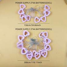 1 pièce Nouvelles guirlandes lumineuses à LED, décoration en forme de cœur en bois, alimentées par batterie, convient pour la Saint-Valentin, les mariages, les fêtes, la décoration de vacances