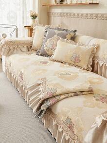 1pc European Style Four Seasons Universal High-End Velvet Non-Slip Cushion, Skirt Hem Design