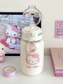 Sanrio 1Pc Hello Kitty Transparent Straw Cup Anime Kawaii Summer Water Cup Gifts (Some Parts May Be Random)