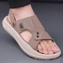 Men's Fashionable Casual Sandals With Modular Spliced Breathable Upper Design, Lightweight Shock-Absorbing Non-Slip Outsole, Outdoor Quick Dry Dual-Use Summer Men Slides - Grey - View 6