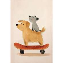 1PC Optional Frame Modern Funny Animals Rabbit Dog Bear Cat Lion Skateboard Posters Prints Crocodile Wall Arts Canvas Room Decor ,Wall Art With Frame - Multicolor - View 32