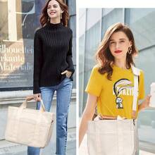 Canvas Tote Bag With Multi-Pocket For Women, Stylish & Spacious Messenger Bag - Durable, High-Capacity, Versatile With Comfortable Single Shoulder Strap And Organized Compartments