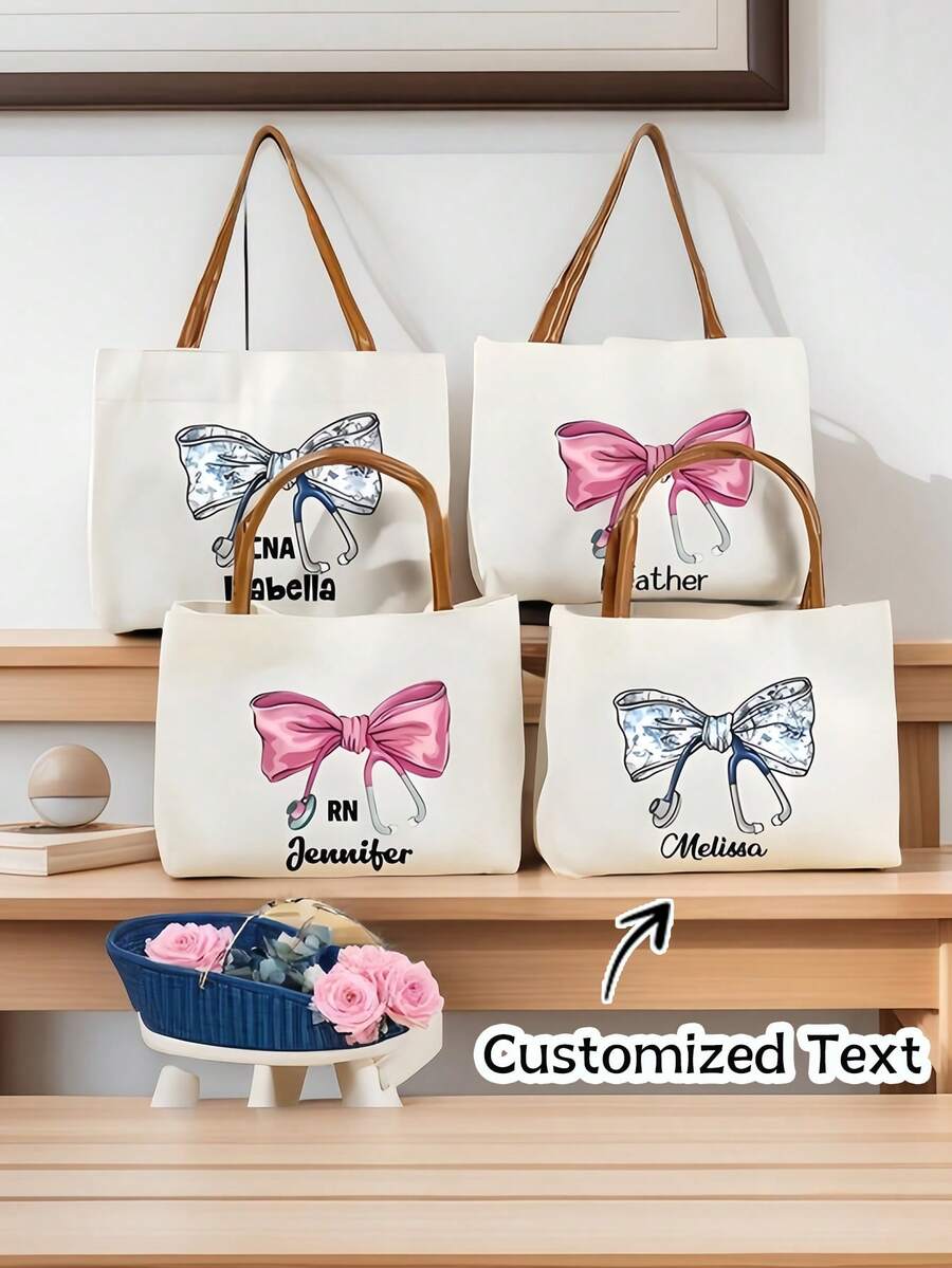 Bolsa de lona personalizada con asa, estetoscopio con lazo y nombre, regalo de graduación y aprecio para enfermera, médico o personal médico - Multicolor - Ver 1