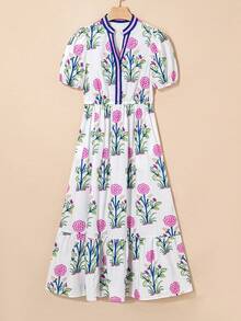 Acelitt Đầm maxi trắng tay cánh hoa, cổ chữ V, eo cao, thanh lịch cho mùa hè - Nhiều màu - Xem 3