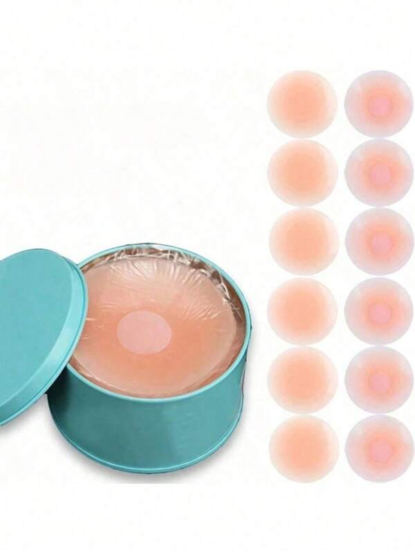 2/6/12 Pcs Reusable Silicone Women's Nipple Covers, Nude, With Silicone Breast Lifting Strap, Non-Slip/Breathable Seamless Self-Adhesive Concealing Nipple Covers, With Box, Women's Underwear And Lingerie Accessories, Outdoor Sports, Skin-Colored/Light Pink/Bra Lifting, Skin-Colored, Suitable For Wedding, Halter Tops With Anti-Sagging, Push-Up/Circular/Floral