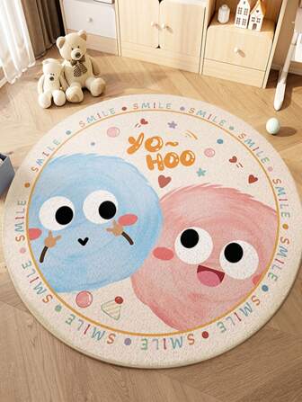 1pc Cartoon Living Room Carpet, Dirt Resistant And Easy To Maintain Circular Mat, Bedroom Carpet, Cute Circular Carpet, Suitable For Use In Bedrooms And Living Rooms Room Decor Back To School