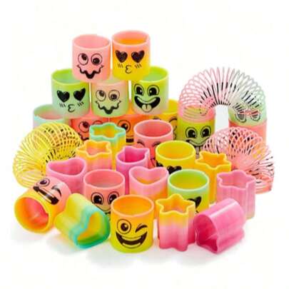 Syncfun 5pcs/10pcs/20pcs Spring Rainbow Party Mini Plastic Coil Toys, Stress Relief Coil Mini Spring Bulk Toys, Party Favors