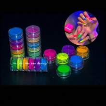 Dofuny 6 Farben Irideszierendes neonfarben fluoreszierendes Nagelpulver, Seifen-Herstellungspigment, Neonpulverfarbe für Slime, Epoxidharz, Farbe, Kerzen, Schmuckherstellung, Farbpigment